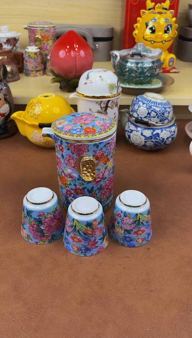 陶瓷茶具摆件旅行套组