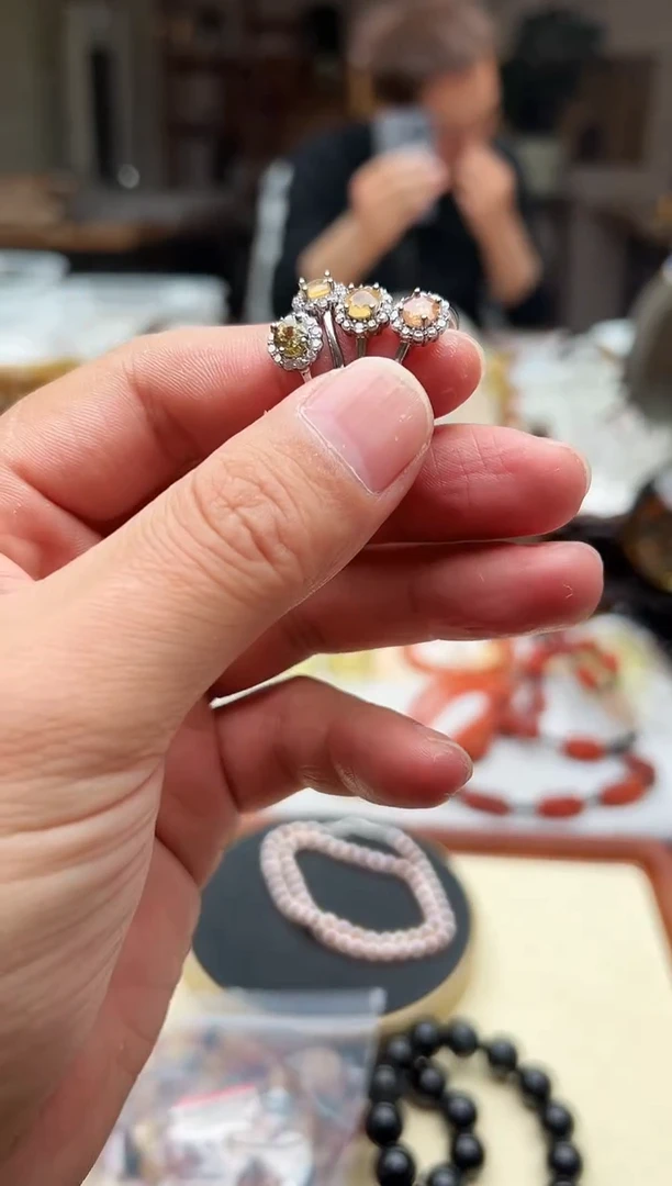 【闪购商品】水晶手链未镶嵌银托碧玺戒指 小