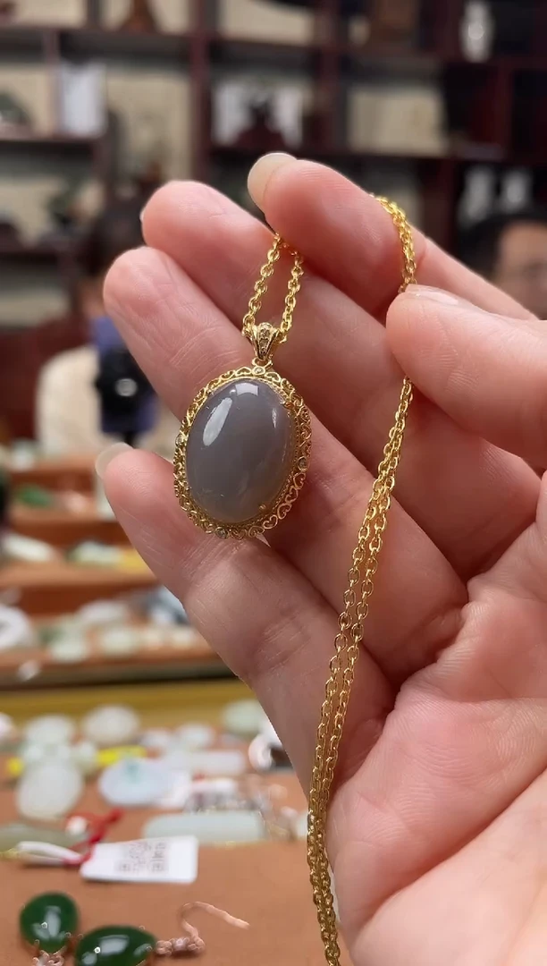 吊坠(赠链)银S925镶嵌和田玉和田玉吊坠S925银镶