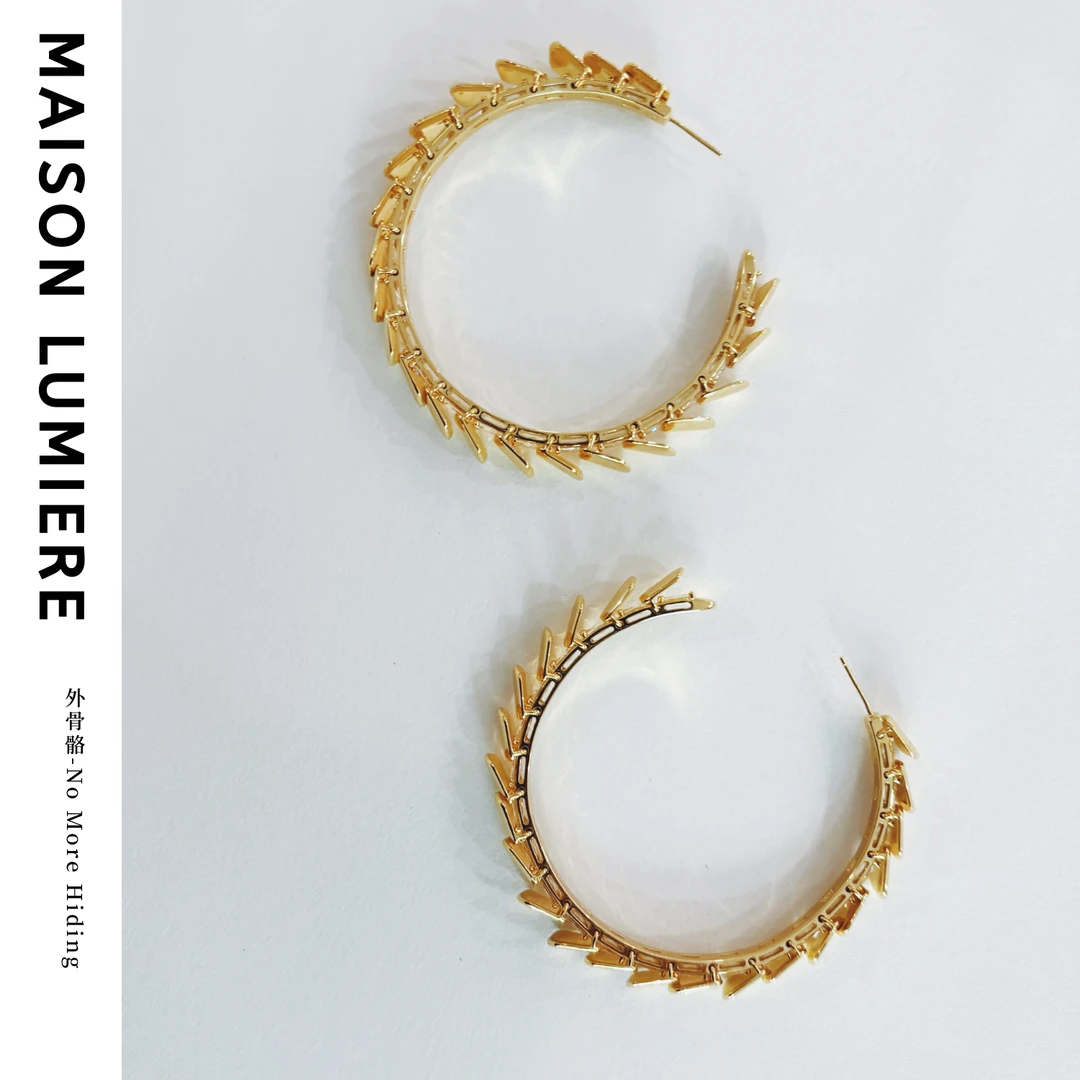 美颂之光 铜合金锆石耳饰 甲虫外骨骼活动工艺大圈Hoop耳环万妮达