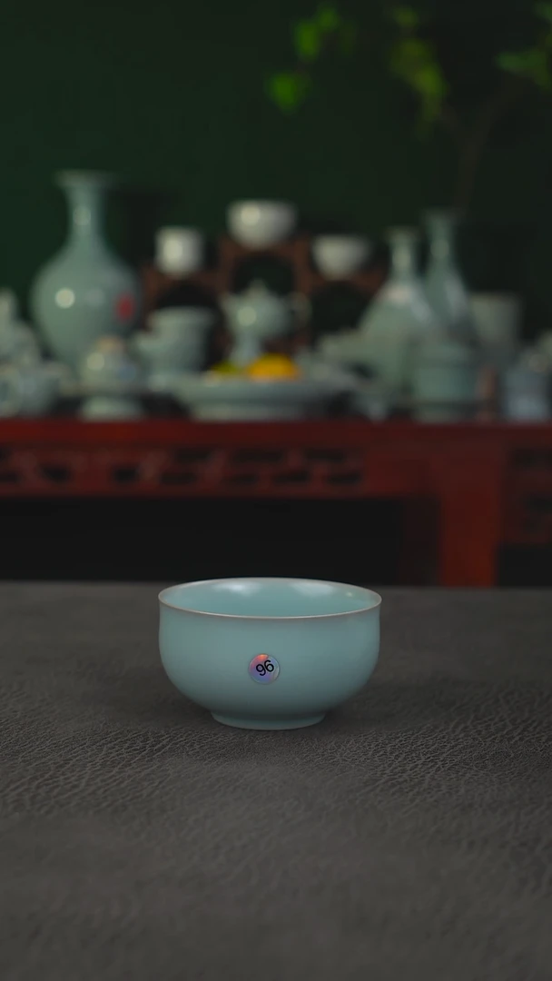 96号仿古天蓝无纹精品炉式杯~帆