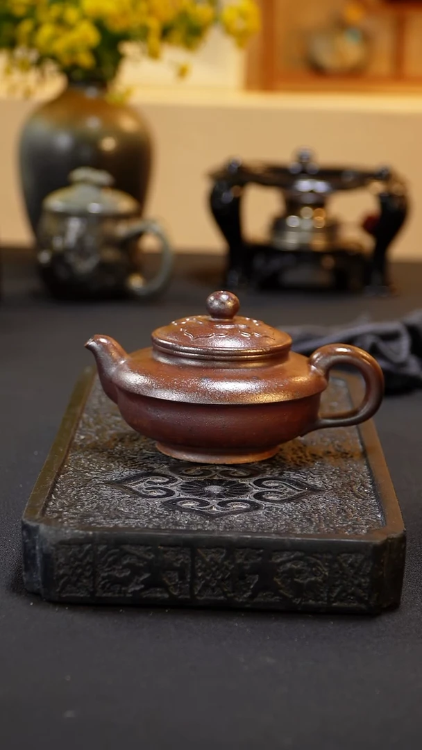 茶壶紫砂纯自然柴烧