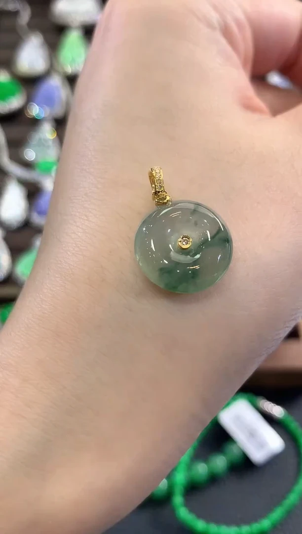 吊坠(不含链)18K金镶嵌翡翠b21