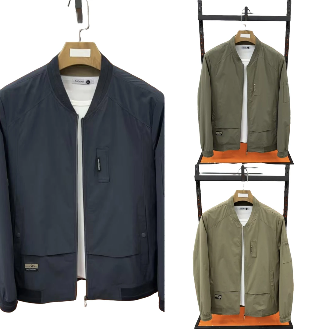 春夏季新款17954男士休闲时尚百搭轻奢拉链棒球领夹克上衣外套