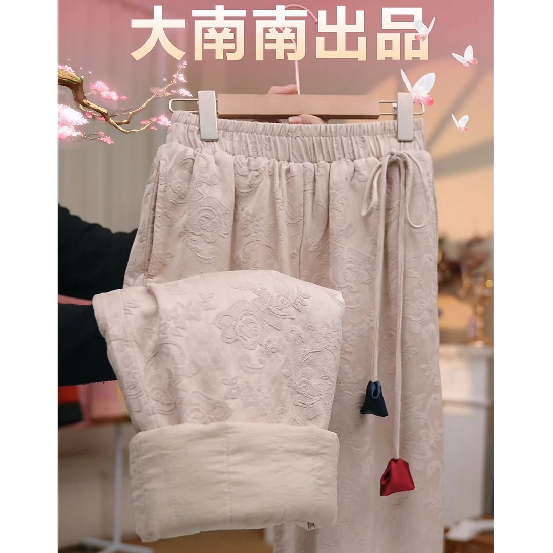 提花直筒裤【定位夹棉可水洗】2025年冬季新款中式国风休闲百搭女11