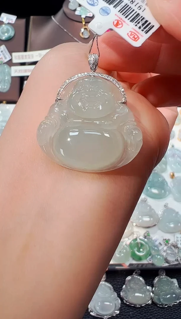 【闪购商品】翡翠吊坠(不含链)18K金镶嵌佛公吊坠1135