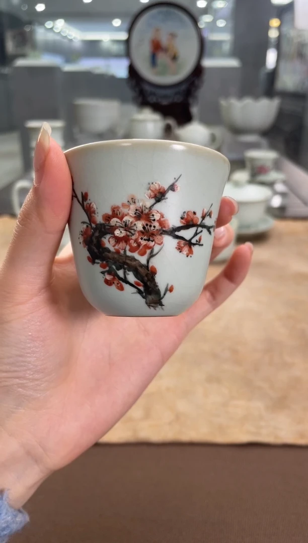 【闪购商品】周泽堂天青花香杯（梅花）