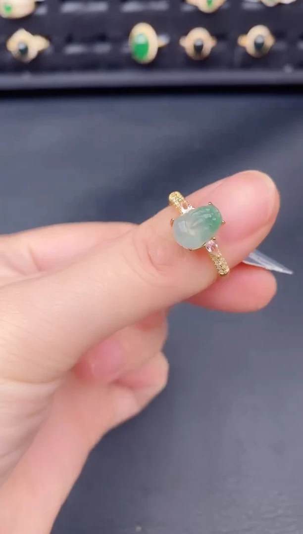 银S925镶嵌戒指翡翠天然a货翡翠193