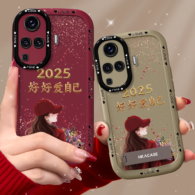 适用vivox50pro手机壳捧花爱自己泡芙壳硅胶软壳防摔保护套