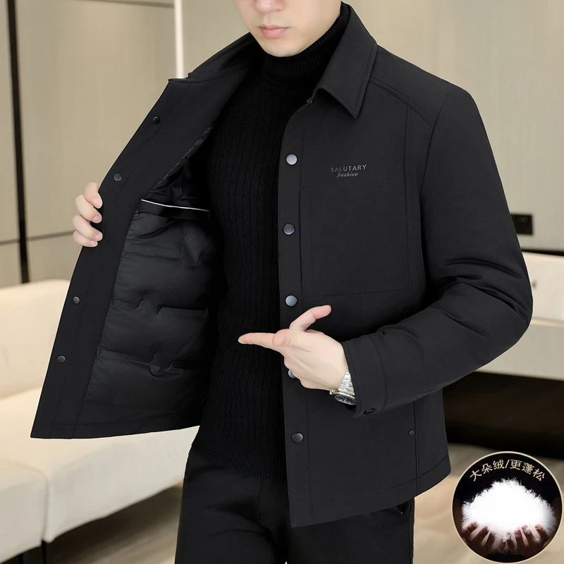 2025新款夹克男士羽绒内胆外套保暖男装冬装翻领百搭羽绒服潮上衣