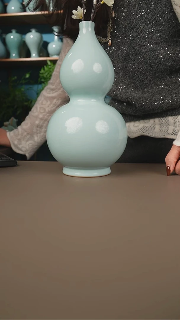 原矿釉天青葫芦瓶30