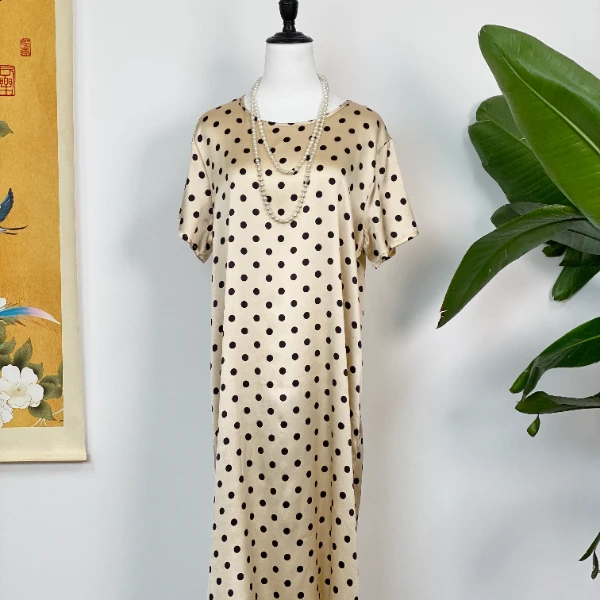 L编号【桑蚕丝长裙】2024新款真丝长裙法式优雅温柔气质连衣裙