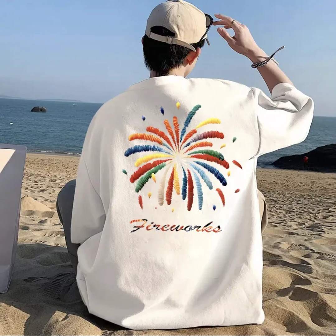 夏季男纯棉圆领短袖t恤男女同款印花半袖新款潮流百搭学生打底衫