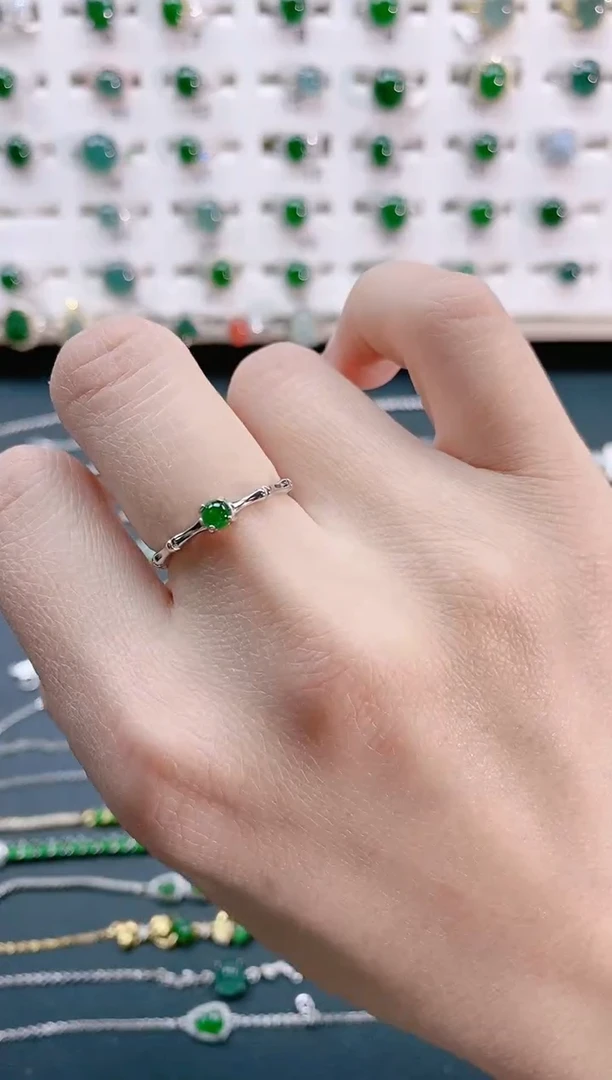 【闪购商品】翡翠戒指银S925镶嵌天然翡翠