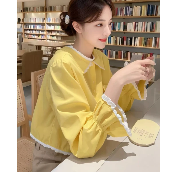 独特超好看气质时尚泡泡袖碎花衬衫女装2025春季新款休闲名媛上衣