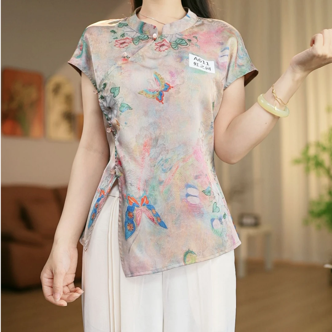 【D611-虹之间】改良版新中式国风女款复古修身开衫飞袖上衣-菲哥