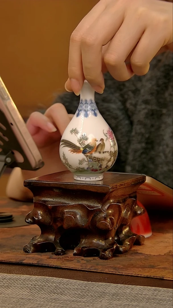 瓷片景德镇陶瓷锦鸡玉壶春