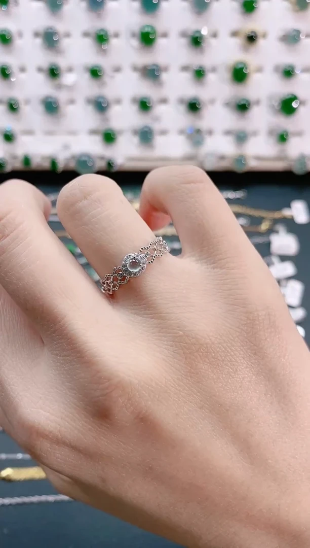 【闪购商品】翡翠戒指银S925镶嵌天然翡翠