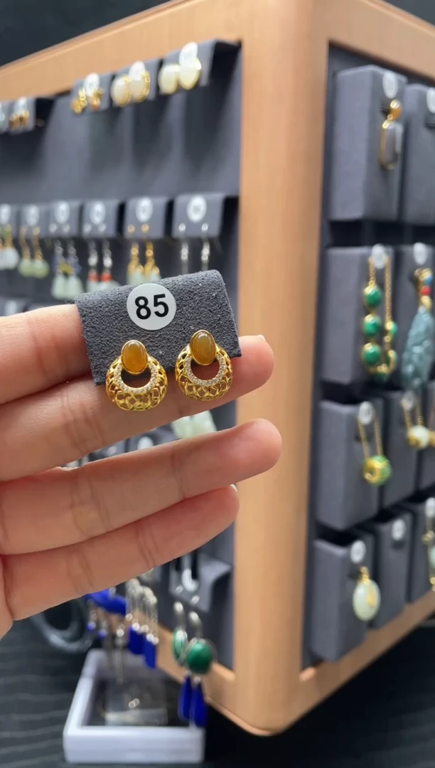 【闪购商品】和田玉耳饰银S925镶嵌0085