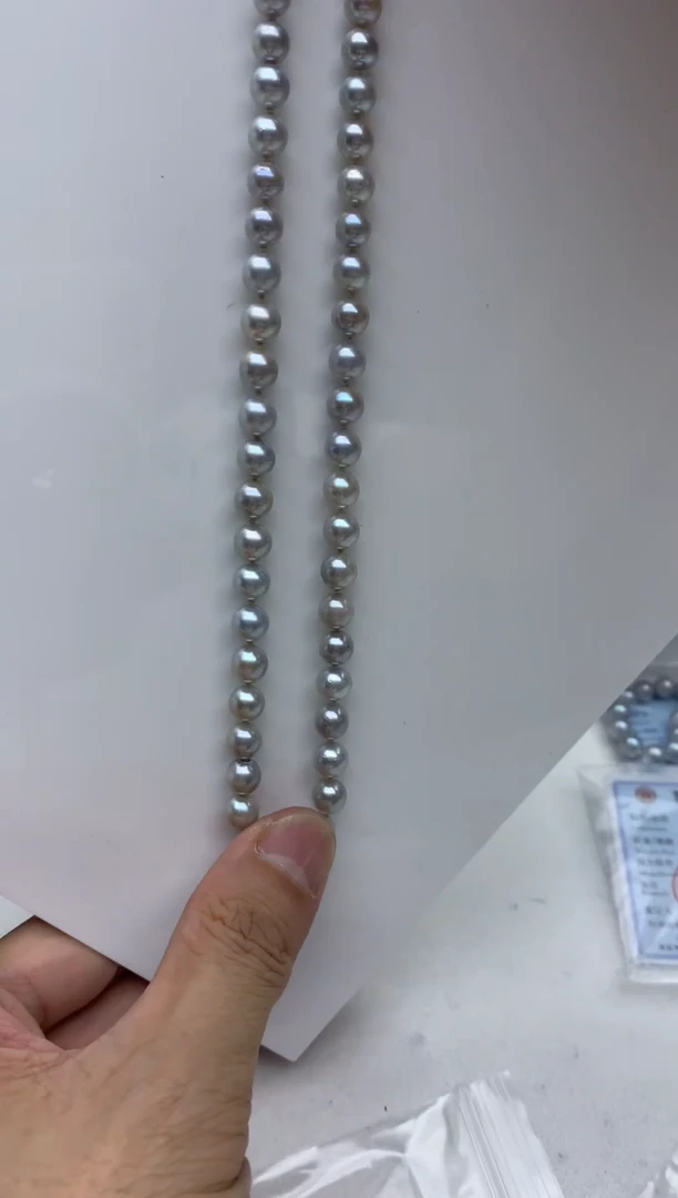 未镶嵌FF海水珍珠akoya灰珠串链