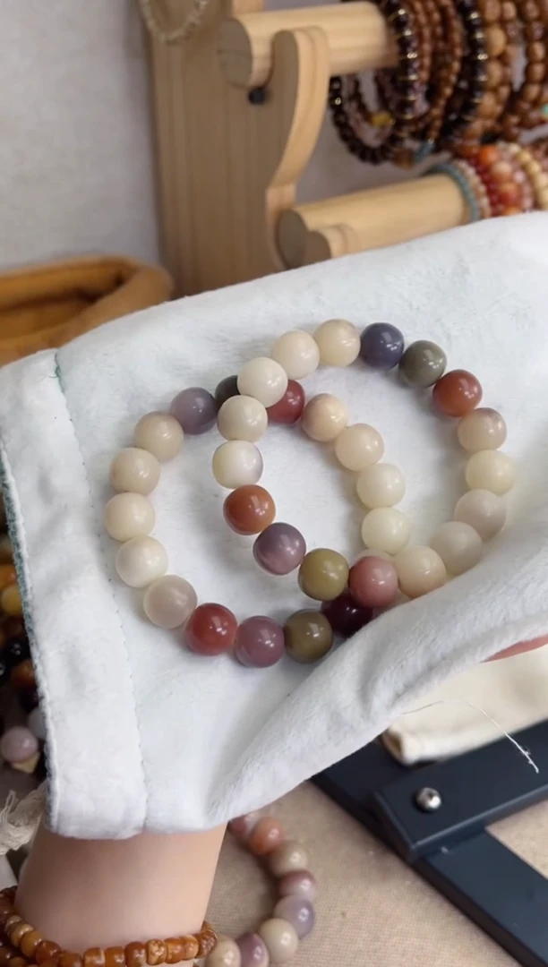 菩提根/象牙果手串紫粉小美人干磨苹果12*13mm手串