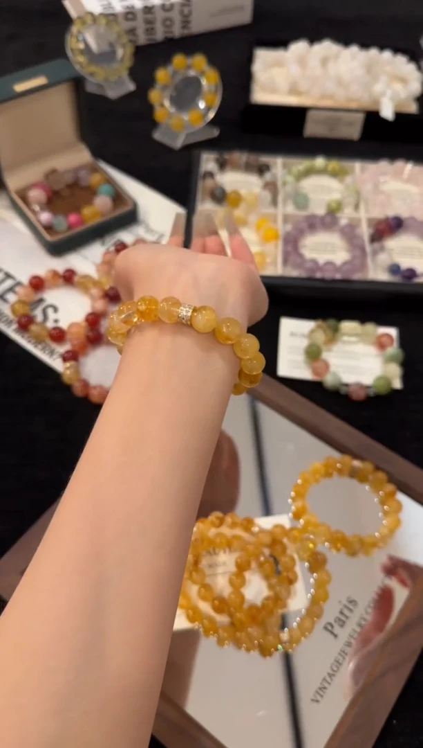 合金手链水晶黄胶花x3143