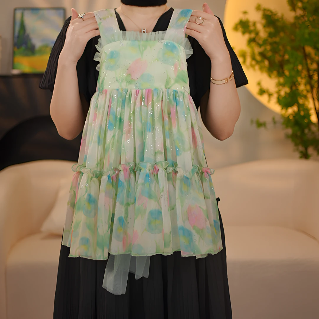 MJ高端定制女童连衣裙森系蝴蝶结吊带公主礼服裙儿童