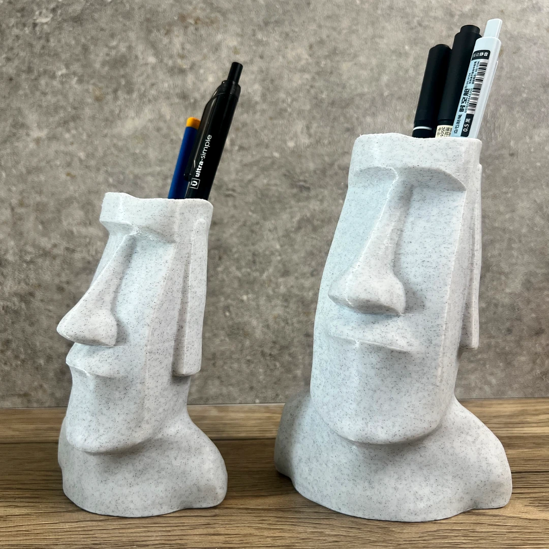 摩艾石像大容量笔筒桌面收纳盒复古文具笔筒办公创意置物装笔架