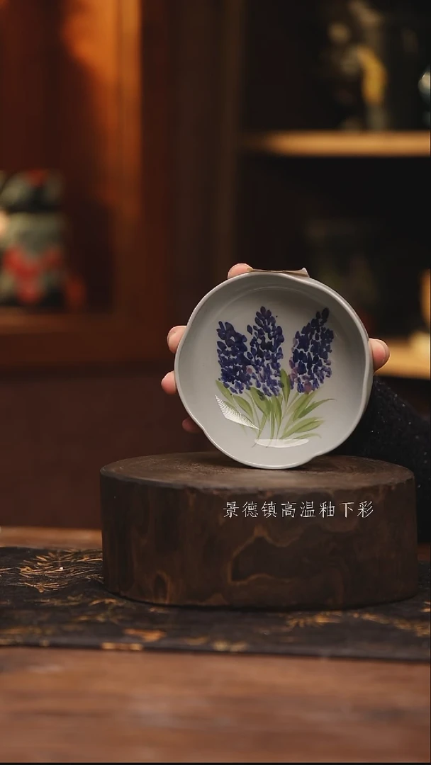 陶瓷 景德镇高温釉下手绘陶瓷@L335@