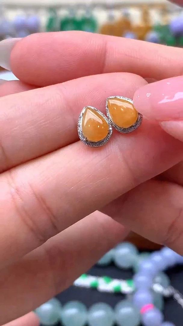 【闪购商品】翡翠耳饰18K金镶嵌88-天然翡翠
