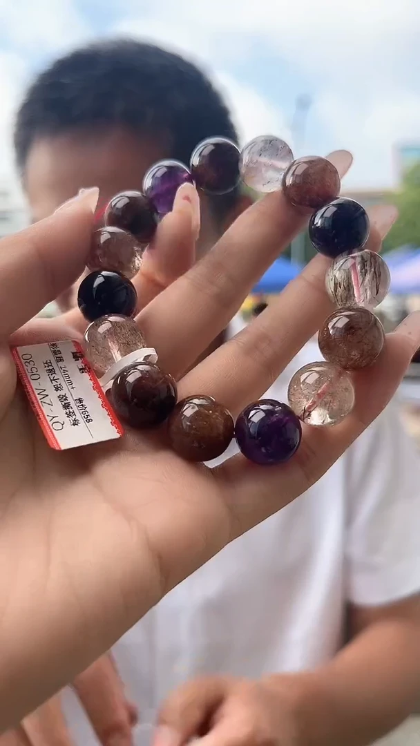 水晶手链未镶嵌天然黑金超手串多样性发一14mm