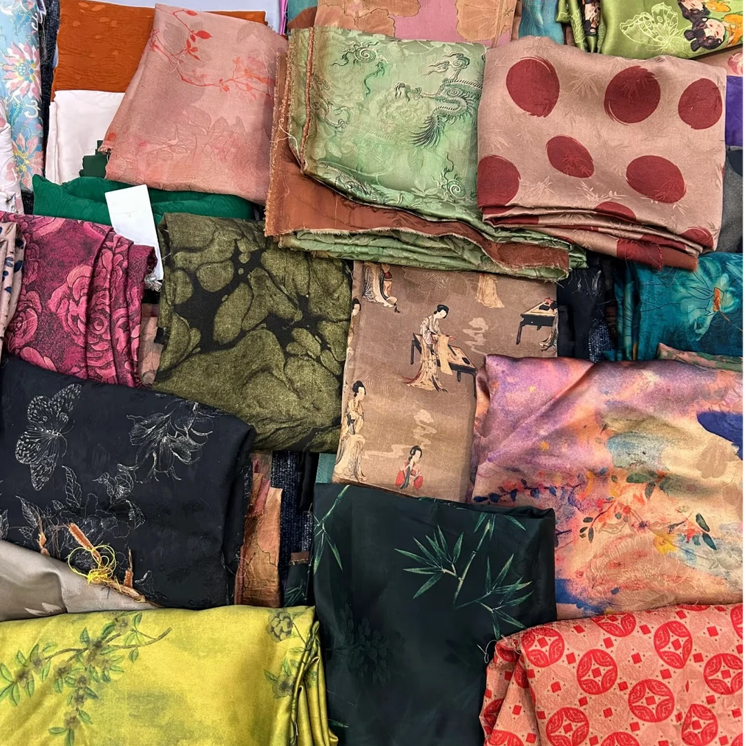 各类香云纱真丝布料布头醋酸绵绸雪纺直播链接（双面羊绒布料