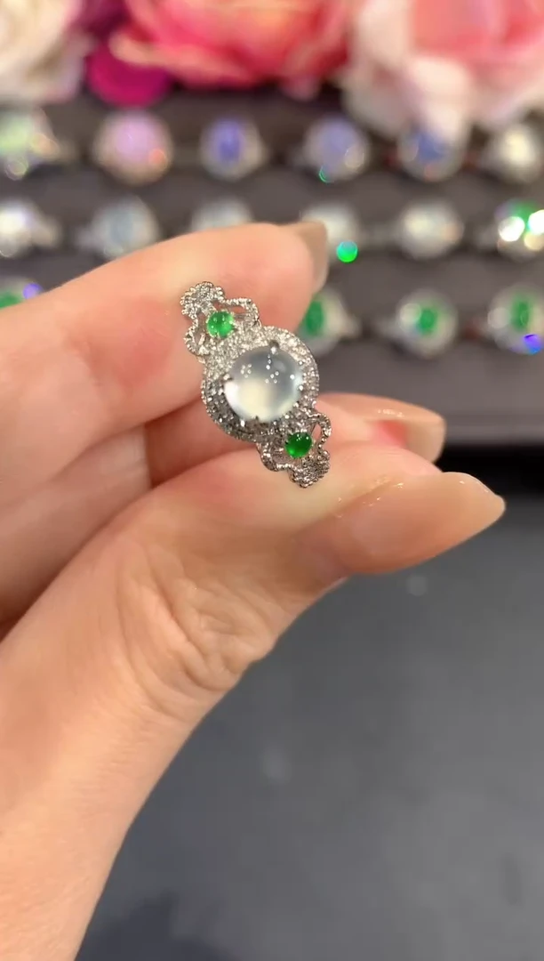 18K金镶嵌戒指翡翠a39多样性一件发货