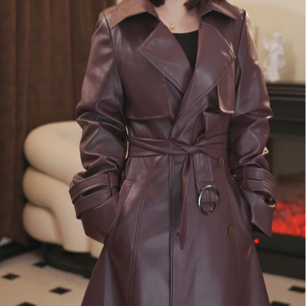 【清仓现货】秋冬时尚大码皮风衣YM9R011