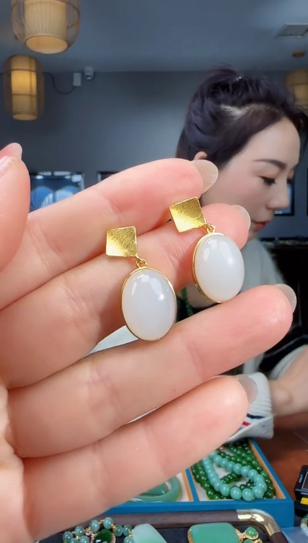 银S925镶嵌戒指和田玉1