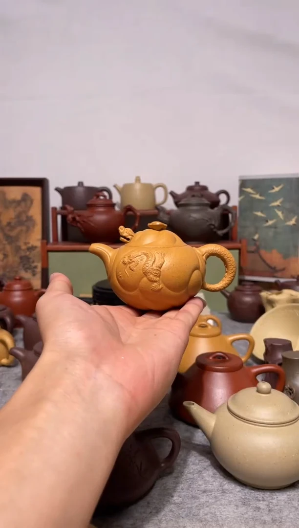 茶壶紫砂江*隐老宕口黄金段鱼化龙155cc