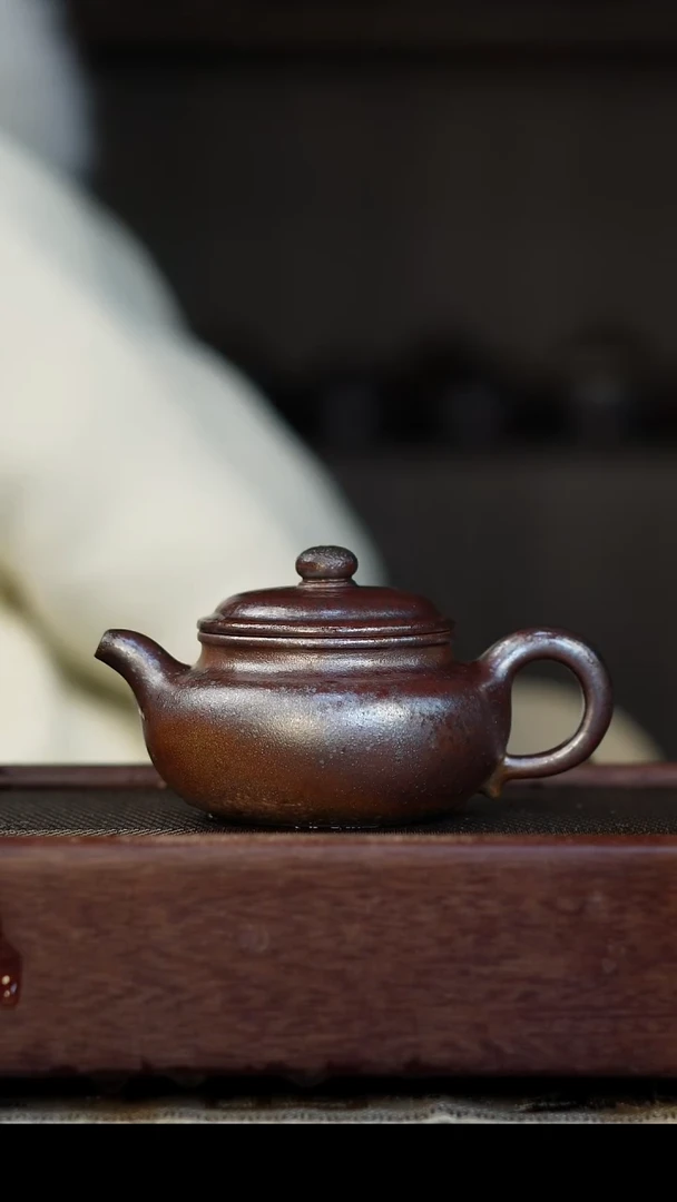 茶壶紫砂柴烧紫砂 天青仿古150cc