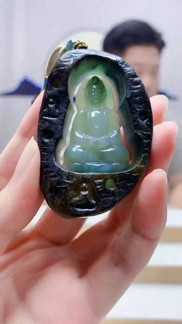 未镶嵌定制翡翠4917zm-毛货挂件13观音
