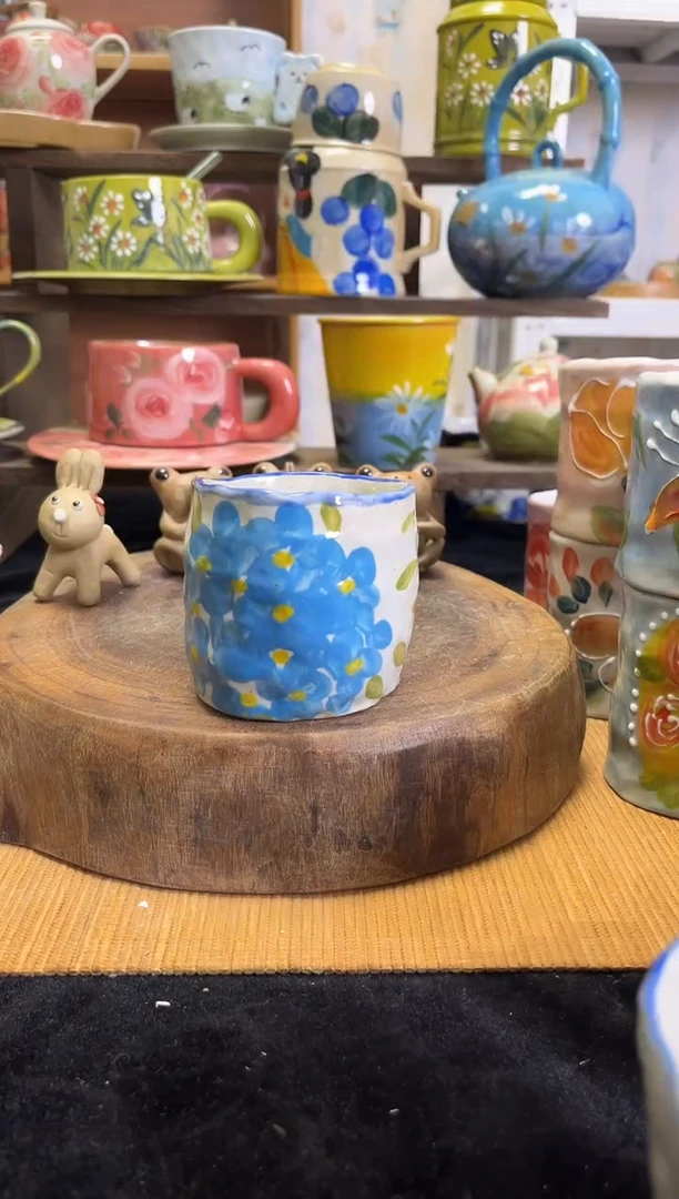 杯子手绘高温釉下陶瓷