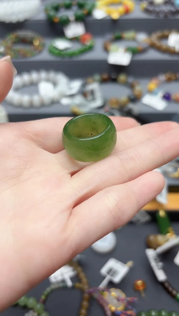 未镶嵌戒圈和田玉天然和田玉碧玉指环12-13号