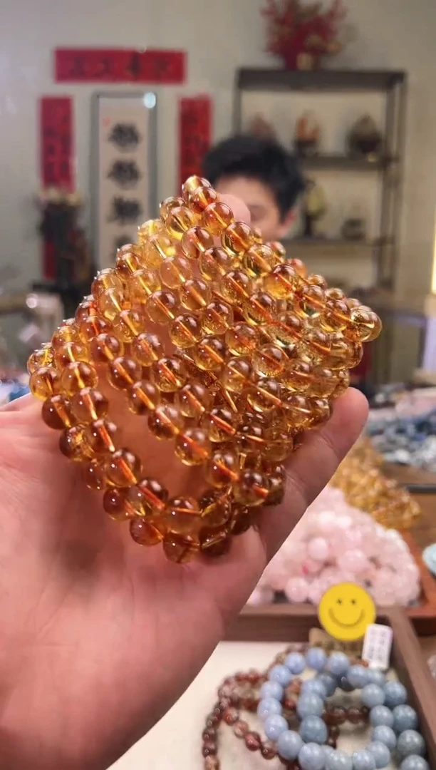 【闪购商品】黄晶手串未镶嵌10±mm黄塔晶手串（多样性发其一）