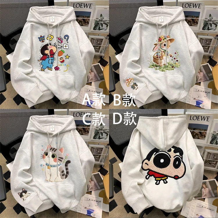 重磅500克纯棉仿刺绣印花工艺学生青春高级感ins男女同款连帽卫衣