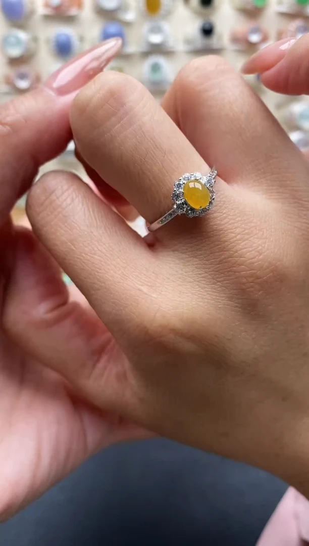 银S925镶嵌戒指翡翠缅甸翡翠  1 5+