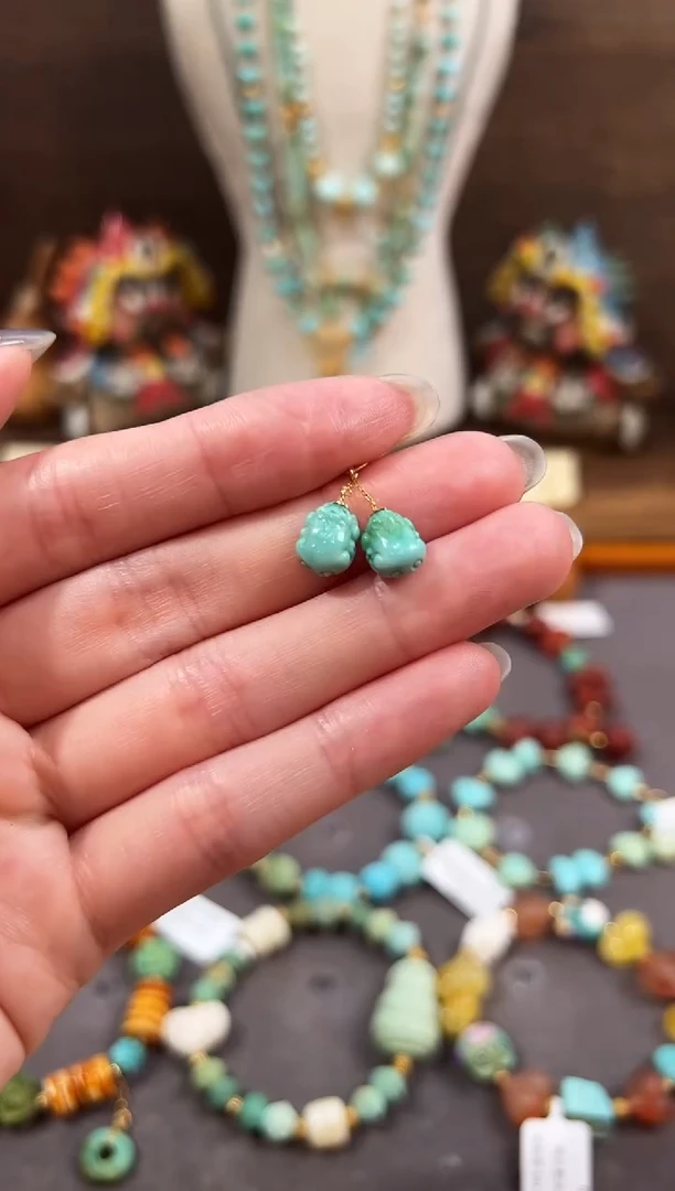 绿松石18K金镶嵌提溜绿松石提溜