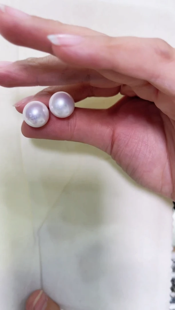 【闪购商品】淡水珍珠耳钉18K金镶嵌13-14mm