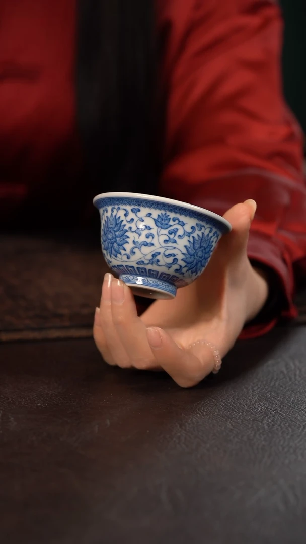 【闪购商品】杯聚澜堂点工缠枝莲大压手杯