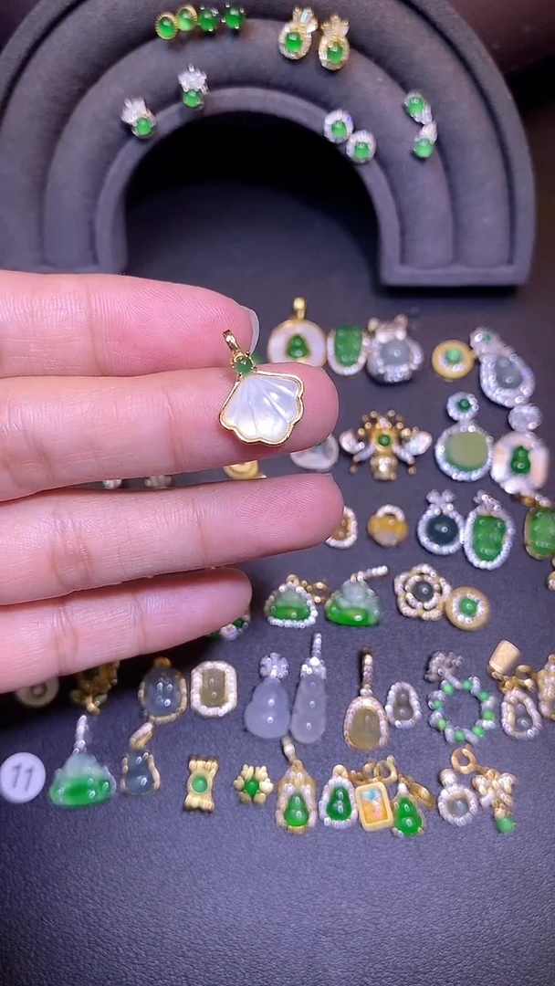 吊坠(不含链)银S925镶嵌翡翠1