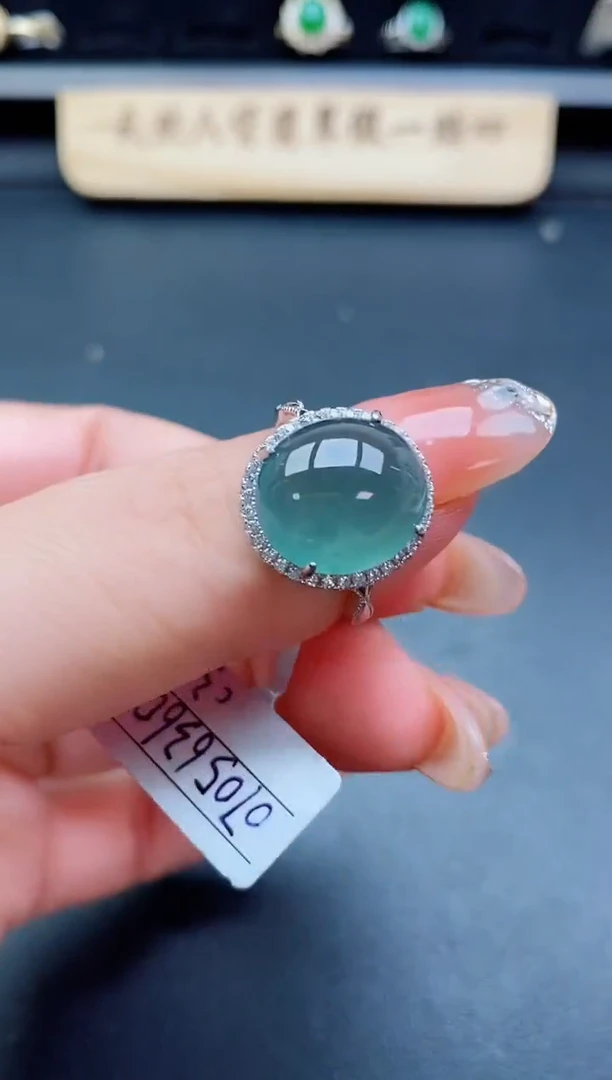 银S925镶嵌戒指翡翠1