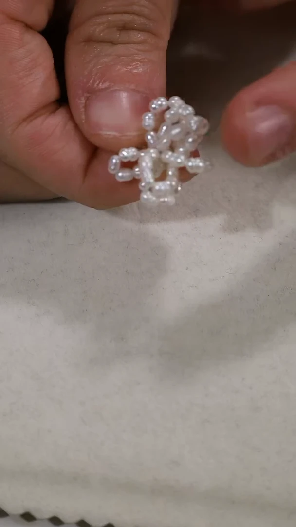 银S925镶嵌耳钉淡水珍珠淡水keshi编织耳钉