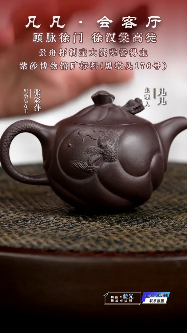 茶壶紫砂ZCP张彩萍181 鱼化龙黑墩头200cc